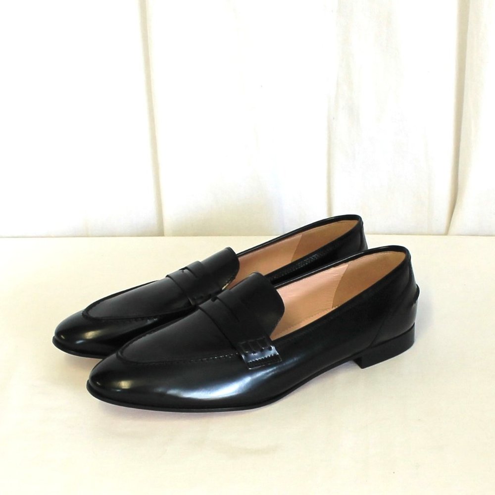 J Crew Academy penny loafers Leather Black New